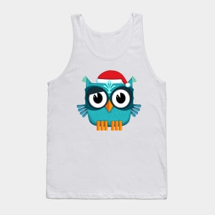 Owl Santa Claus light blue Tank Top